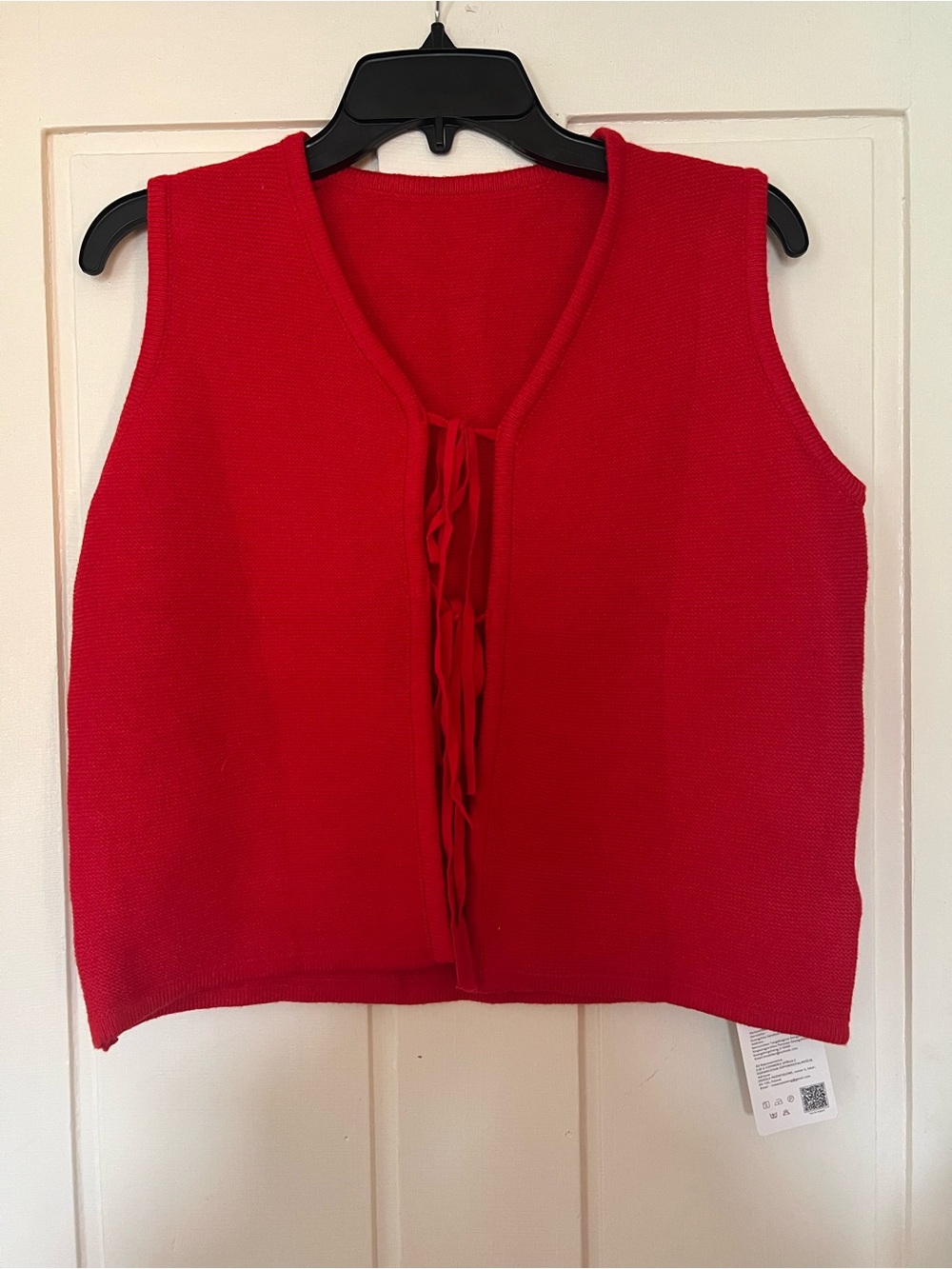 Red Knit Sleeveless Vest Top